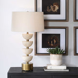 Hemisphere Brass/Brown/White Travertine Table Lamp - Ornate Home