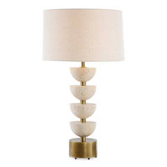 Hemisphere Brass/Brown/White Travertine Table Lamp - Ornate Home