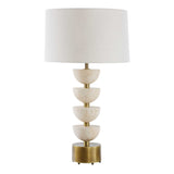 Hemisphere Brass/Brown/White Travertine Table Lamp - Ornate Home