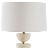 Hemisphere Brass/Brown/White Travertine Table Lamp - Ornate Home