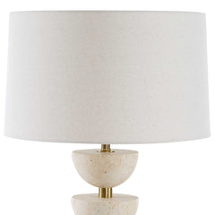 Hemisphere Brass/Brown/White Travertine Table Lamp - Ornate Home