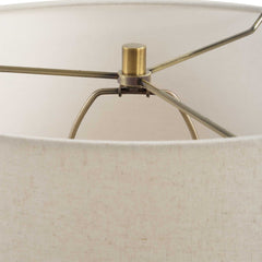 Hemisphere Brass/Brown/White Travertine Table Lamp - Ornate Home