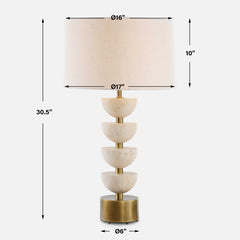 Hemisphere Brass/Brown/White Travertine Table Lamp - Ornate Home