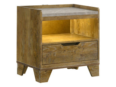 Henderson Medium Oak 1-drawer LED Nightstand Bedside Table - Ornate Home