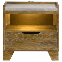 Henderson Medium Oak 1-drawer LED Nightstand Bedside Table - Ornate Home