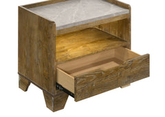 Henderson Medium Oak 1-drawer LED Nightstand Bedside Table - Ornate Home