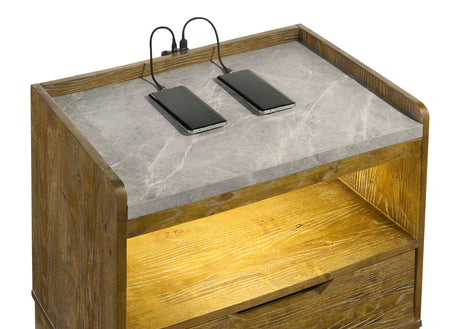 Henderson Medium Oak 1-drawer LED Nightstand Bedside Table - Ornate Home