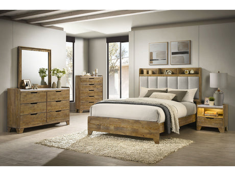Henderson Medium Oak 5-piece Queen Bedroom Set - Ornate Home