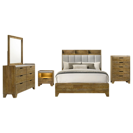 Henderson Medium Oak 5-piece Queen Bedroom Set - Ornate Home