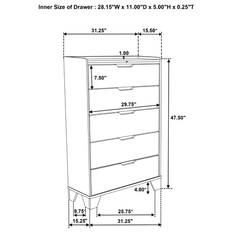 Henderson Medium Oak 5-piece Queen Bedroom Set - Ornate Home