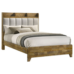 Henderson Medium Oak 57-inch Eastern King Bookcase Panel Bed - Ornate Home