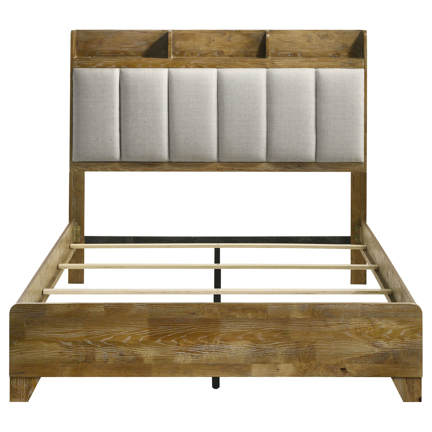 Henderson Medium Oak 57-inch Eastern King Bookcase Panel Bed - Ornate Home