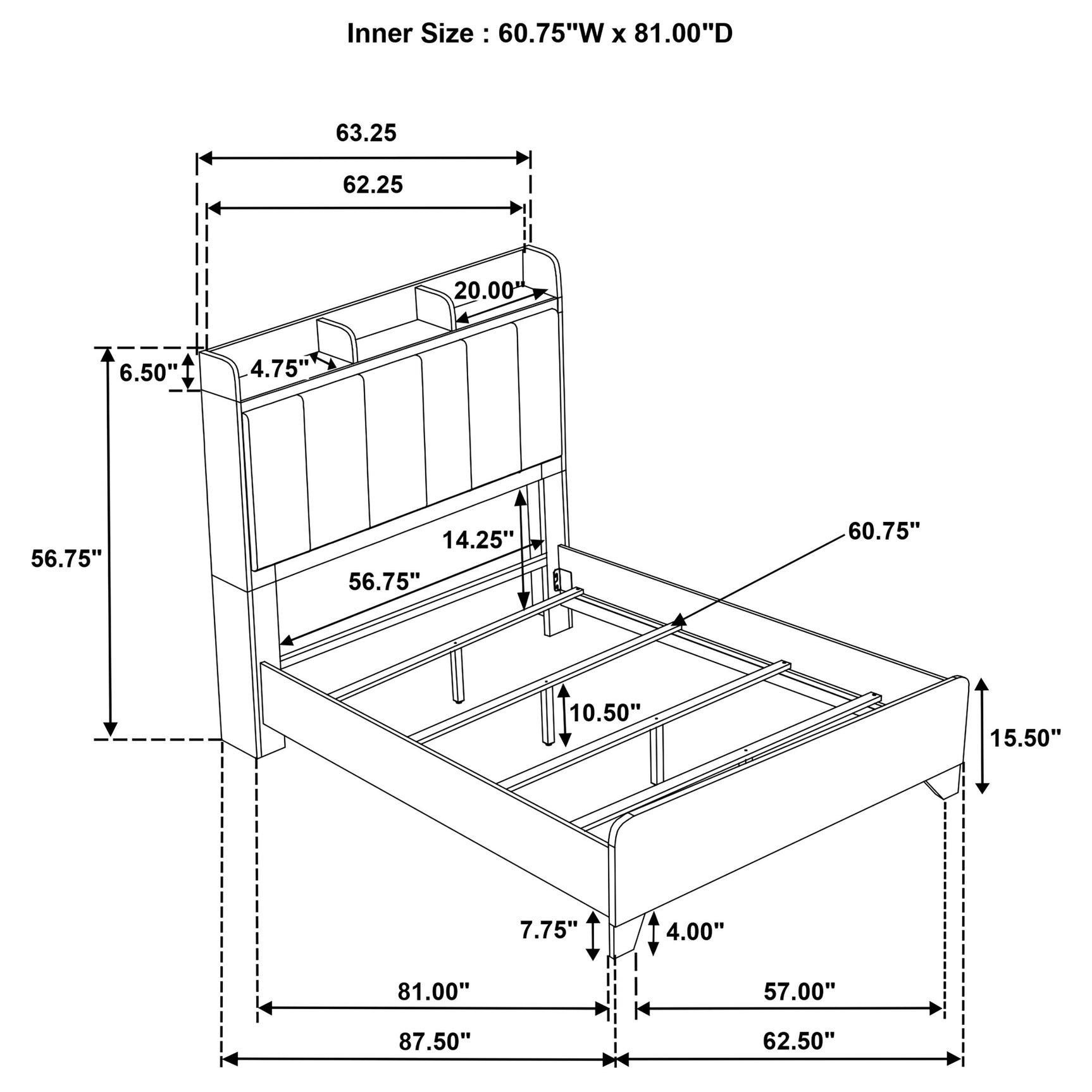 Henderson Medium Oak 57-inch Queen Bookcase Panel Bed - Ornate Home