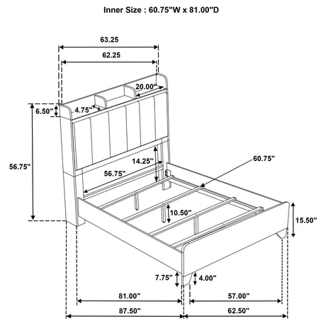 Henderson Medium Oak 57-inch Queen Bookcase Panel Bed - Ornate Home