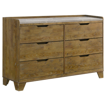 Henderson Medium Oak 6-drawer Bedroom Dresser Cabinet - Ornate Home