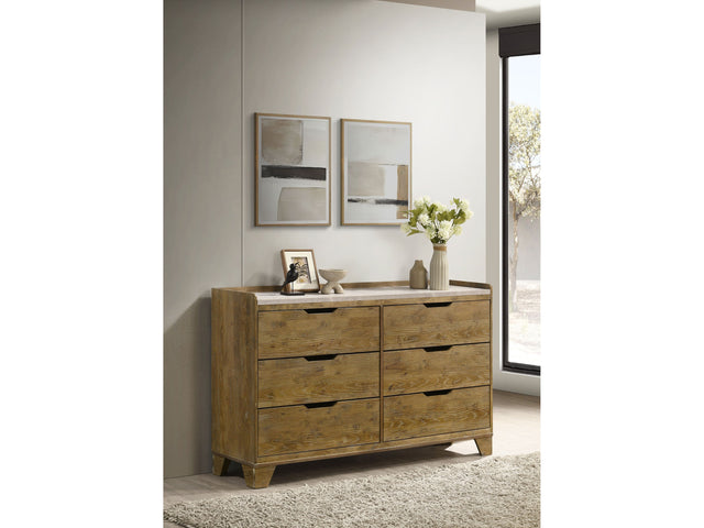 Henderson Medium Oak 6-drawer Bedroom Dresser Cabinet - Ornate Home