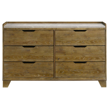 Henderson Medium Oak 6-drawer Bedroom Dresser Cabinet - Ornate Home