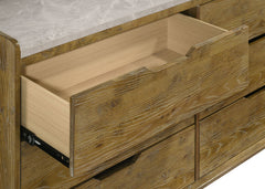 Henderson Medium Oak 6-drawer Bedroom Dresser with Mirror - Ornate Home