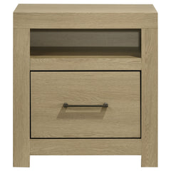 Hendricks Light Oak 1-drawer Nightstand Bedside Table with Cubby - Ornate Home