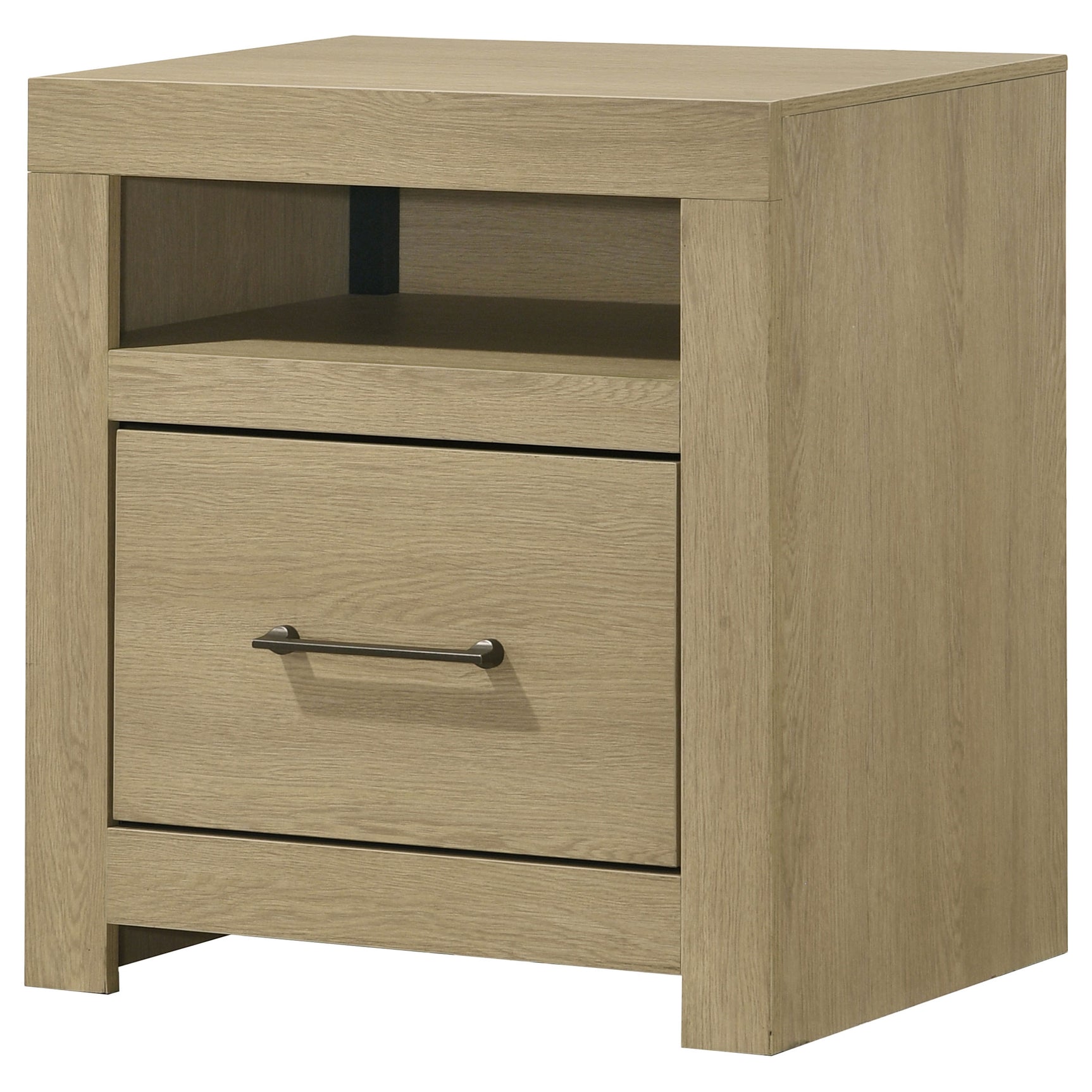 Hendricks Light Oak 1-drawer Nightstand Bedside Table with Cubby - Ornate Home