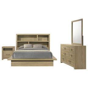 Hendricks Light Oak 4-piece Queen Bedroom Set - Ornate Home