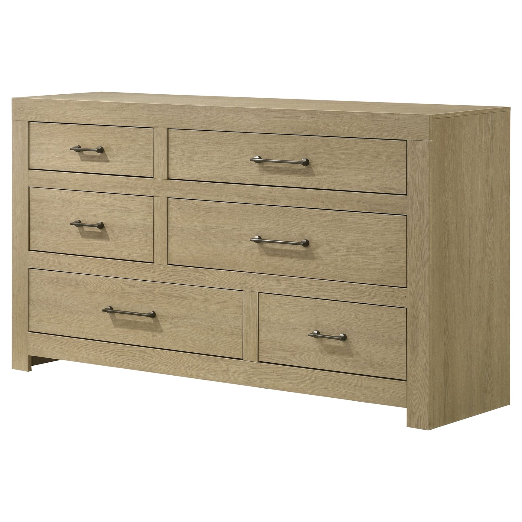 Hendricks Light Oak 6-drawer Bedroom Dresser Storage Cabinet - Ornate Home