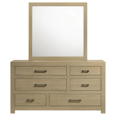 Hendricks Light Oak 6-drawer Bedroom Dresser and Mirror - Ornate Home