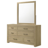 Hendricks Light Oak 6-drawer Bedroom Dresser and Mirror - Ornate Home