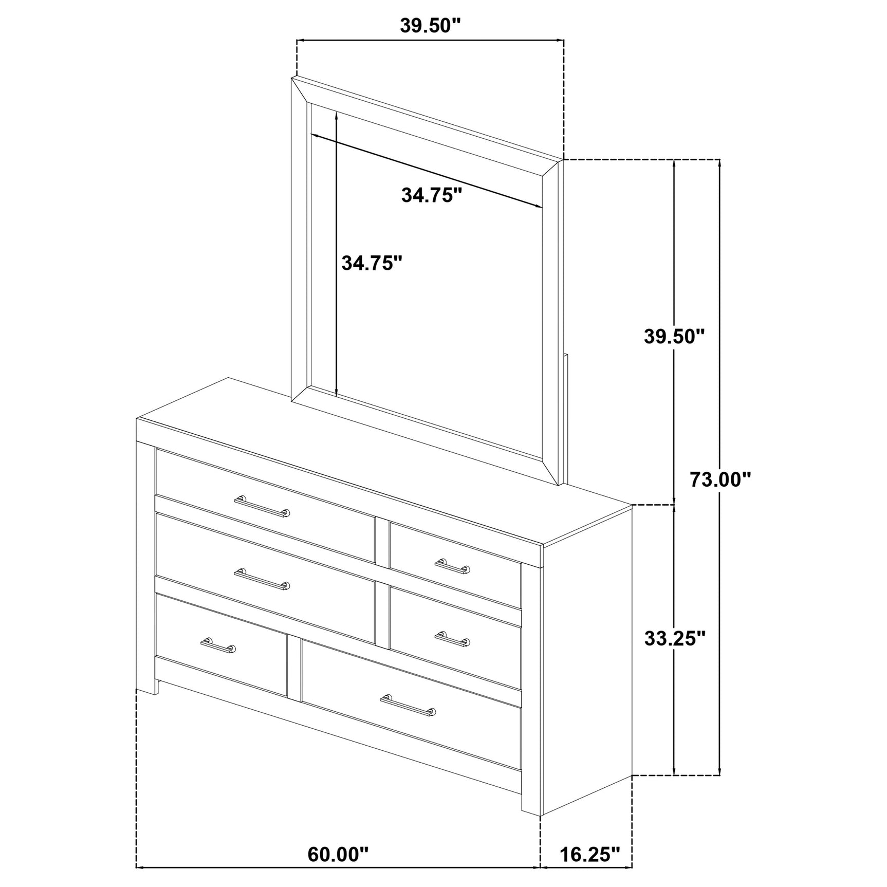 Hendricks Light Oak 6-drawer Bedroom Dresser and Mirror - Ornate Home