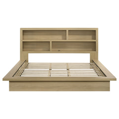 Hendricks Light Oak Eastern King Bookcase Headboard Platform Bed - Ornate Home