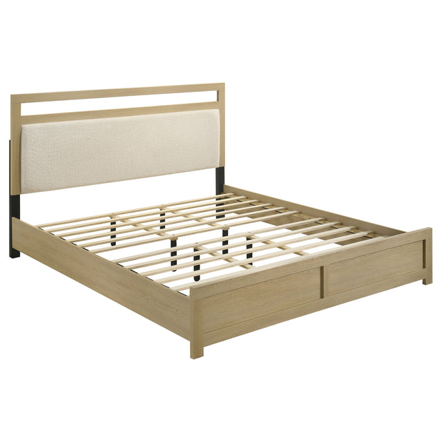 Hendricks Light Oak Eastern King Panel Headboard Platform Bed - Ornate Home