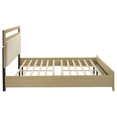 Hendricks Light Oak Eastern King Panel Headboard Platform Bed - Ornate Home