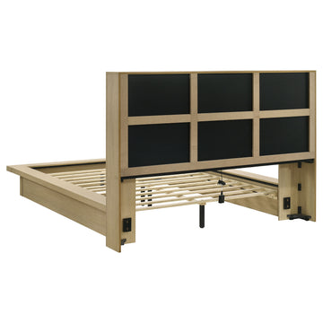 Hendricks Light Oak Queen Bookcase Headboard Platform Bed - Ornate Home