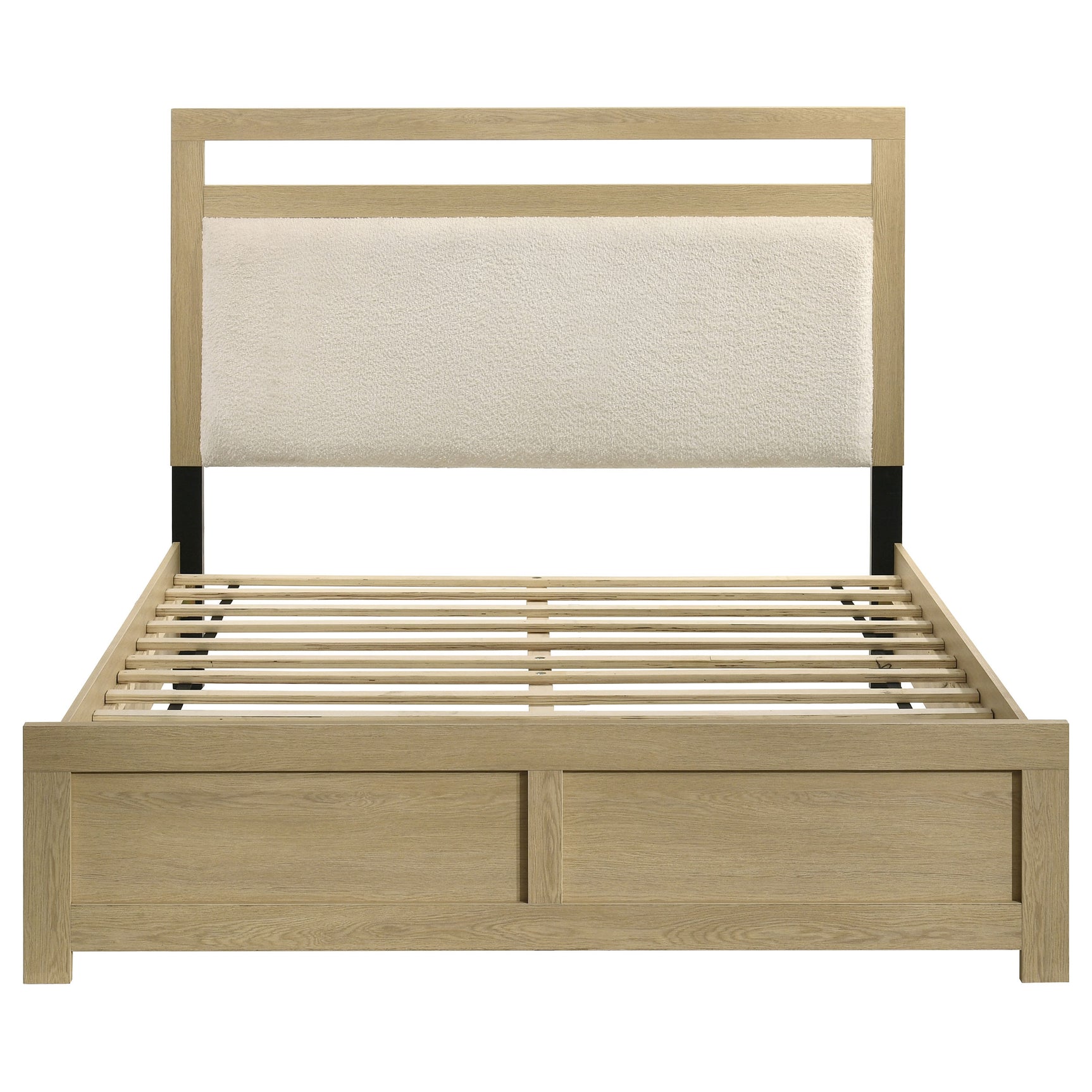 Hendricks Light Oak Queen Panel Headboard Platform Bed - Ornate Home