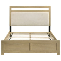 Hendricks Light Oak Queen Panel Headboard Platform Bed - Ornate Home