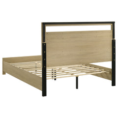 Hendricks Light Oak Queen Panel Headboard Platform Bed - Ornate Home