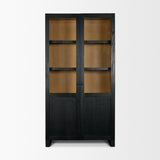 Henry Black/Light Brown Oak Wood with Glass Doors Curio Cabinet - Ornate Home