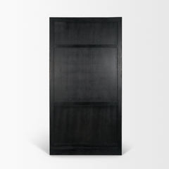 Henry Black/Light Brown Oak Wood with Glass Doors Curio Cabinet - Ornate Home