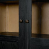 Henry Black/Light Brown Oak Wood with Glass Doors Curio Cabinet - Ornate Home