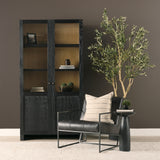 Henry Black/Light Brown Oak Wood with Glass Doors Curio Cabinet - Ornate Home