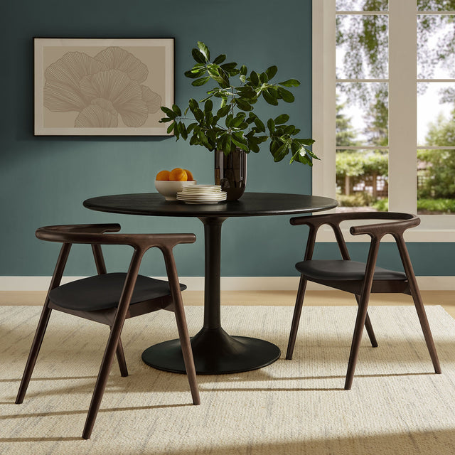 Henry Black Vegan Leather and Wood Dining Chair - Ornate Home