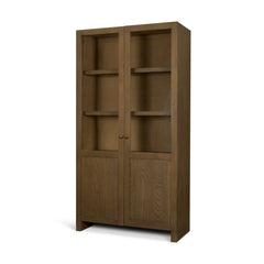 Henry Light Brown Dark & Oak Wood with Glass Doors Curio Cabinet - Ornate Home