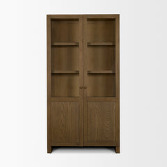 Henry Light Brown Dark & Oak Wood with Glass Doors Curio Cabinet - Ornate Home
