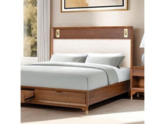 Hepburne Eastern King Walnut Bed w/Storage Footboard - Ornate Home