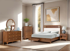 Hepburne Eastern King Walnut Bed w/Storage Footboard - Ornate Home
