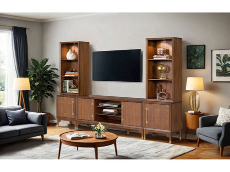 Hepburne Walnut Entertainment Center - Ornate Home