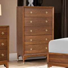 Hepburne Walnut Queen 5-Piece Bedroom Set w/Chest - Ornate Home