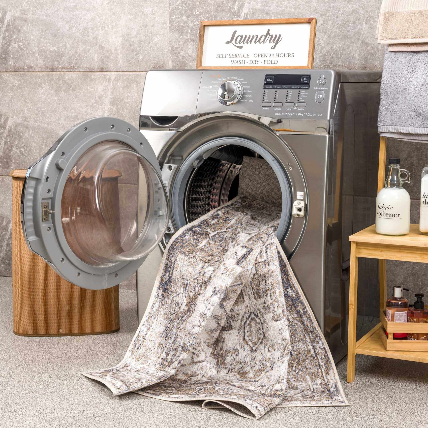 Hera Brown&Cream Washable Area Rug - Ornate Home