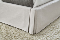 Hera Eastern King Skirted Footboard Storage Panel Bed in Oatmeal - Ornate Home