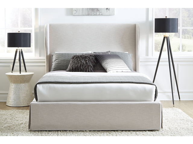 Hera Full Skirted Footboard Storage Panel Bed in Oatmeal - Ornate Home